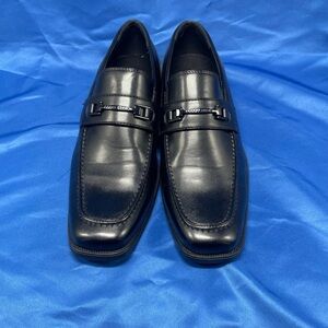 Perry Ellis Black Leather Slip-On Loafers